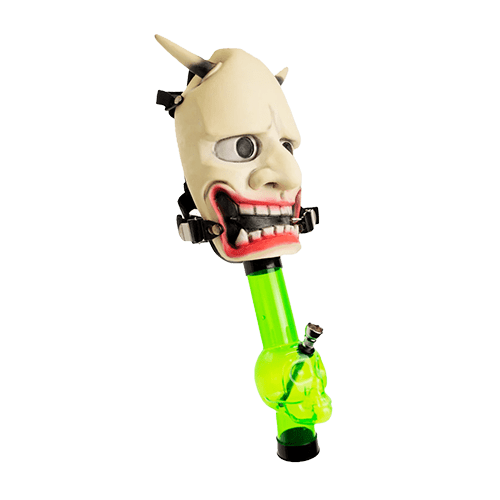 Decorative mask artwork on a bong – Pipe King LLC Los Angeles Wholesale Accessories