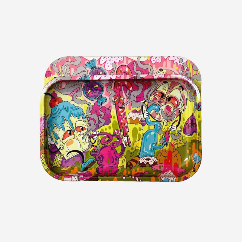 HIGH'S CREAM METAL ROLLING TRAY WITH MAGNETIC LID