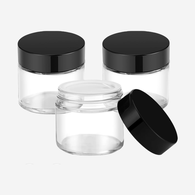 4oz Glass Jars with Lids by Pipe420 – medium-size clear glass storage containers with secure lids for smoking accessory storage wholesale Los Angeles, CA – distributed by Pipe420