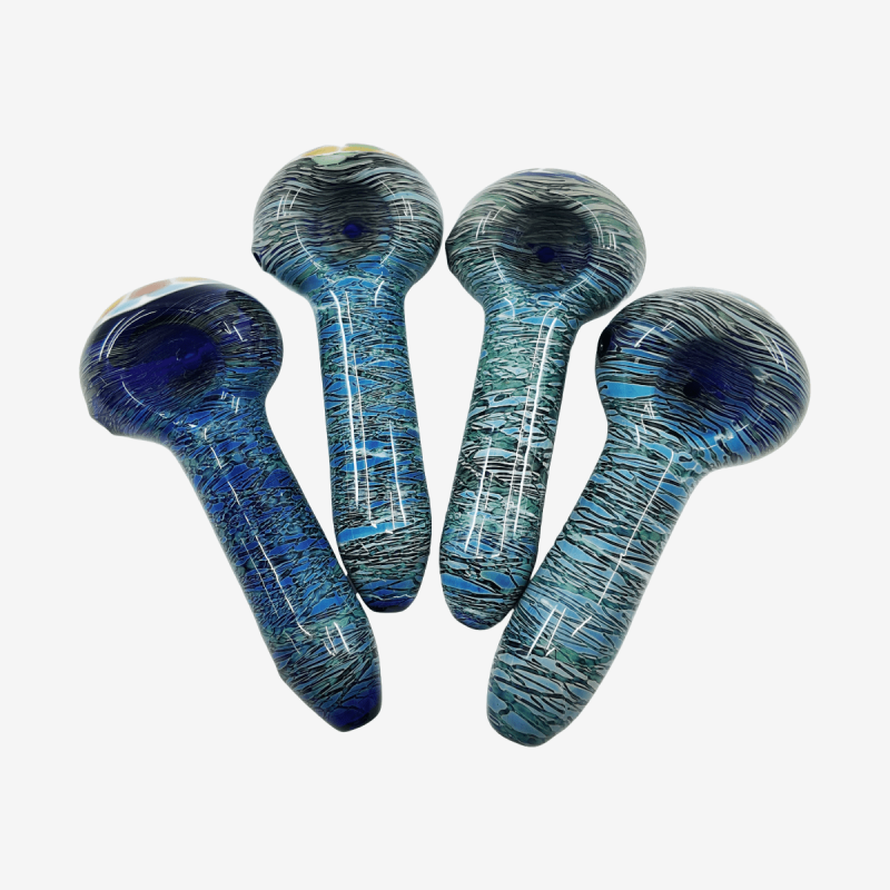 Vibrant 4.5" ocean hue frit design handpipe – Pipe King LLC Los Angeles Wholesale Accessories