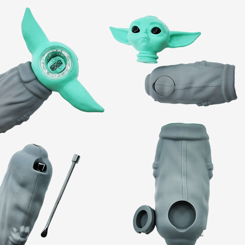 4 Inch Baby Yoda Silicone Hand Pipe by Generic – distributed by Pipe420 – wholesale silicone smoking accessories distributor Los Angeles, CA