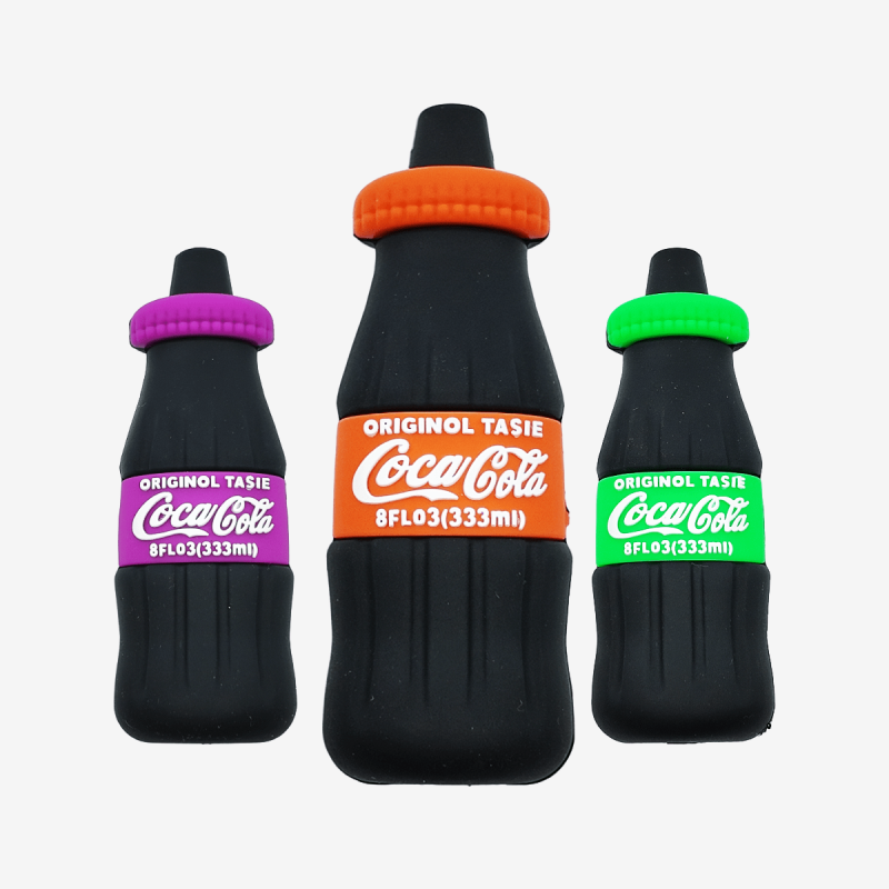 4 Inch Coca-Cola Silicone Hand Pipe by Pipe420 – soda bottle–style silicone smoking hand pipe for novelty use, ideal for wholesale silicone hand pipe distributor LA CA – distributed by Pipe420