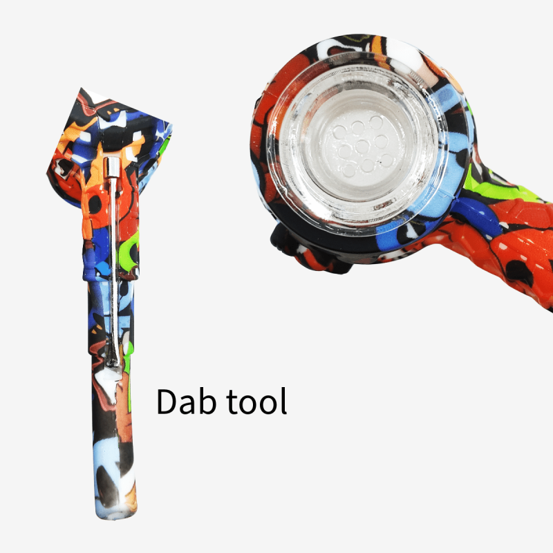 4.5 Inch Printed Silicone Hand Pipe by Generic – distributed by Pipe420 – wholesale silicone smoking accessories distributor Los Angeles, C