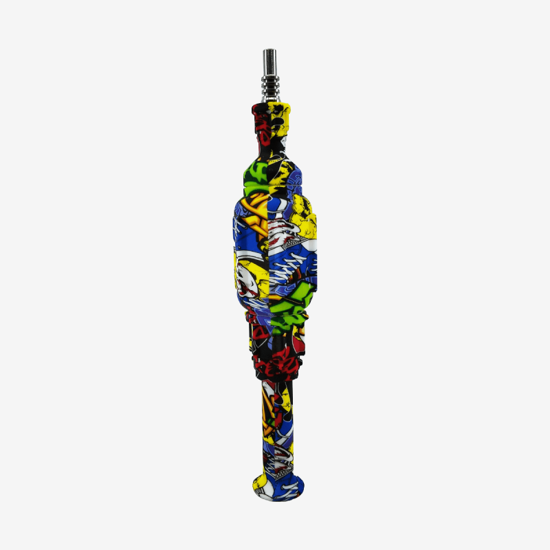 Stylish printed 10mm cylindrical nectar collector for dabbing – Available at Pipe King LLC LA Wholesale Smoke Shop