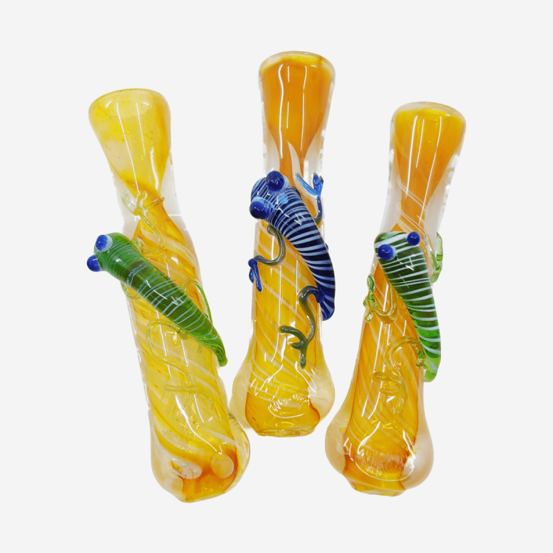 Lizard glass chillum in assorted colors – Pipe King LLC LA Wholesale Smoke Shop and Accessories
