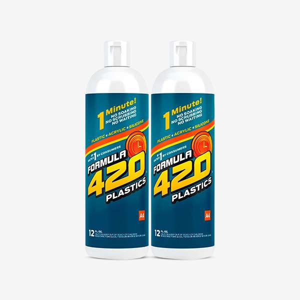 Formula 420 Plastics Cleaner Formula 420 Plastics Cleaner – 12oz bottle of biodegradable, non-toxic cleaner for plastic and acrylic bongs and accessories, perfect for retail or wholesale smoke shop supply.