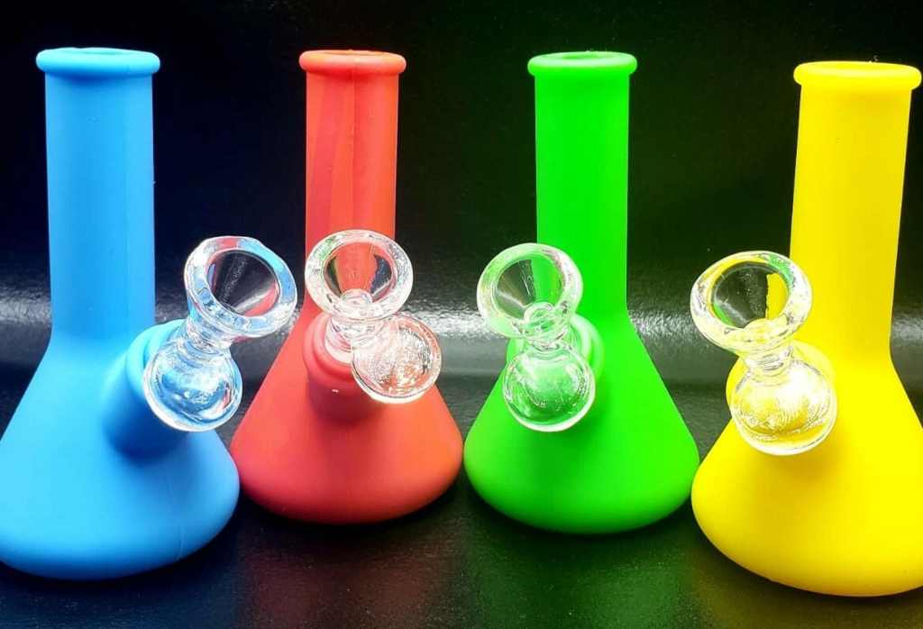 a group of colorful bongs