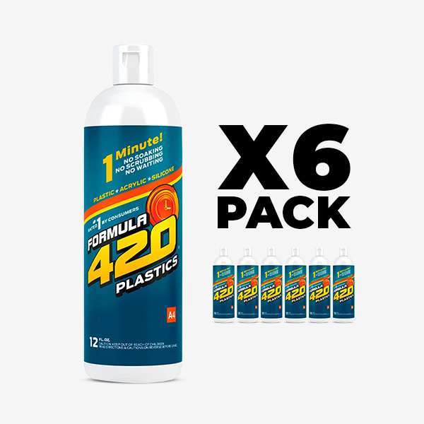 Formula 420 Plastics Cleaner Formula 420 Plastics Cleaner – 12oz bottle of biodegradable, non-toxic cleaner for plastic and acrylic bongs and accessories, perfect for retail or wholesale smoke shop supply.