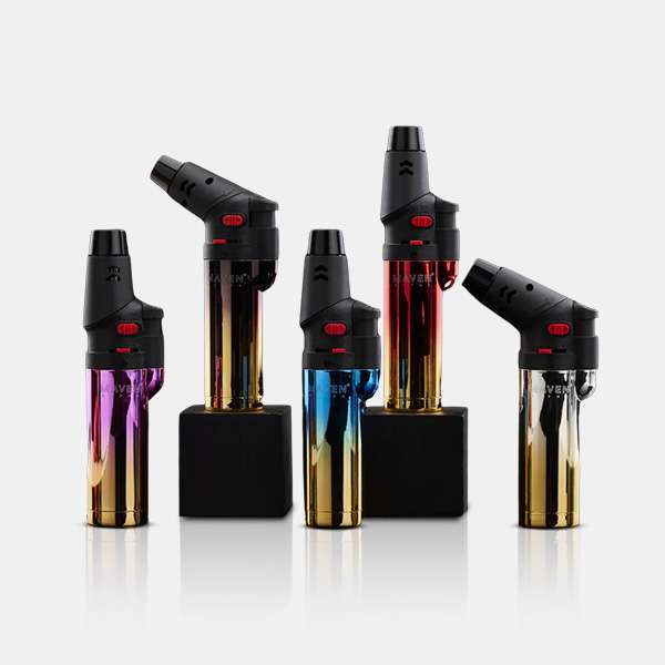 Alpha+ Chrome Collection – 5 Pack Alpha+ Chrome 5-Pack Butane Torch Lighters – Windproof flame, 8-position adjustable head, chrome finish, and refillable design. Ideal for wholesale and retail use.