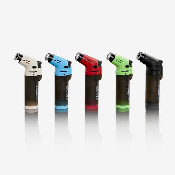 Alpha Transparent – 5 Pack Alpha Transparent Torch Lighter – 5 Pack of refillable butane lighters in clear Black, Red, Blue, Green, and White. Perfect for smoke shops and wholesale supply.