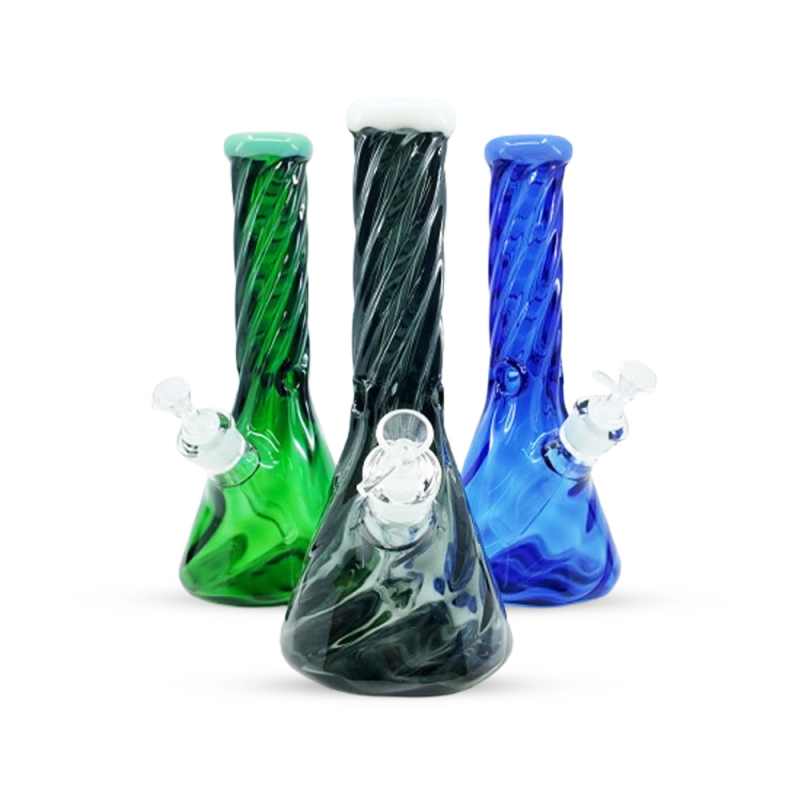 12" Swirl Colored Glass Beaker Water Pipe - Assorted Colors