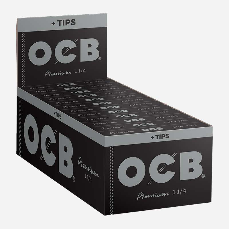 OCB Premium 1-1/4 Rolling Papers with Tips by OCB – distributed by Pipe420 – wholesale rolling papers distributor Los Angeles, CA – rolling papers and wraps supplier CA