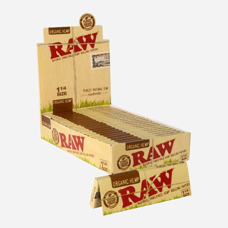 RAW Organic Hemp 1-1/4 Rolling Papers by RAW – distributed by Pipe420 – wholesale rolling papers distributor Los Angeles, CA – rolling papers and wraps supplier CA