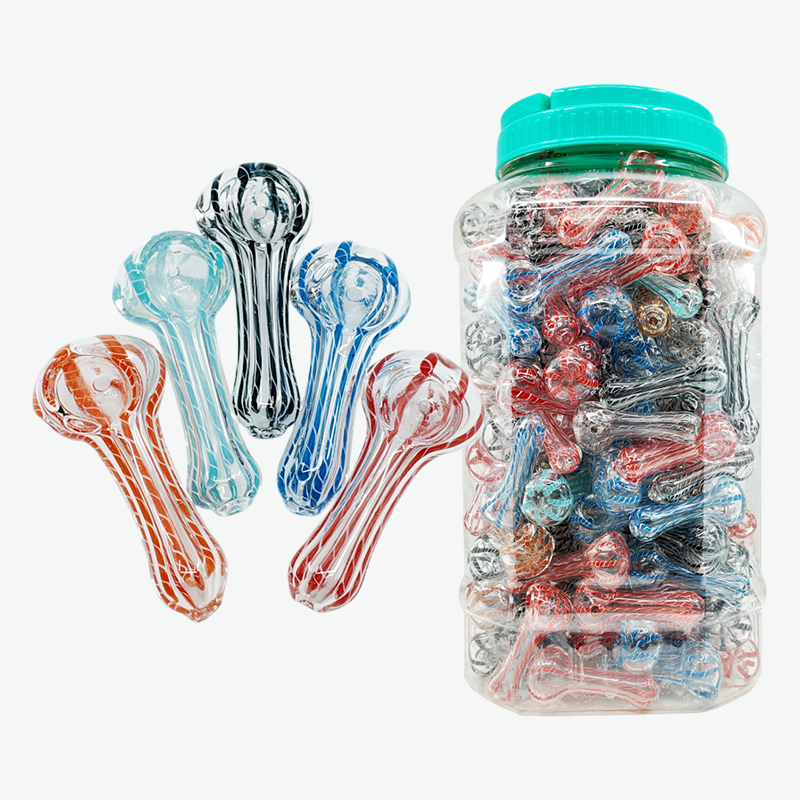 2.5" Clear Ribbed Stripe Mini Handpipe