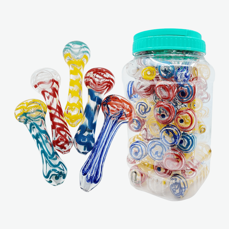 4" Clear Swirl Ribbon Handpipe (Assorted Colors)
