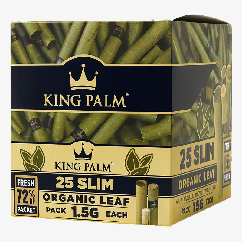 King Palm 25 Slim Organic Leaf - Display Box Edition